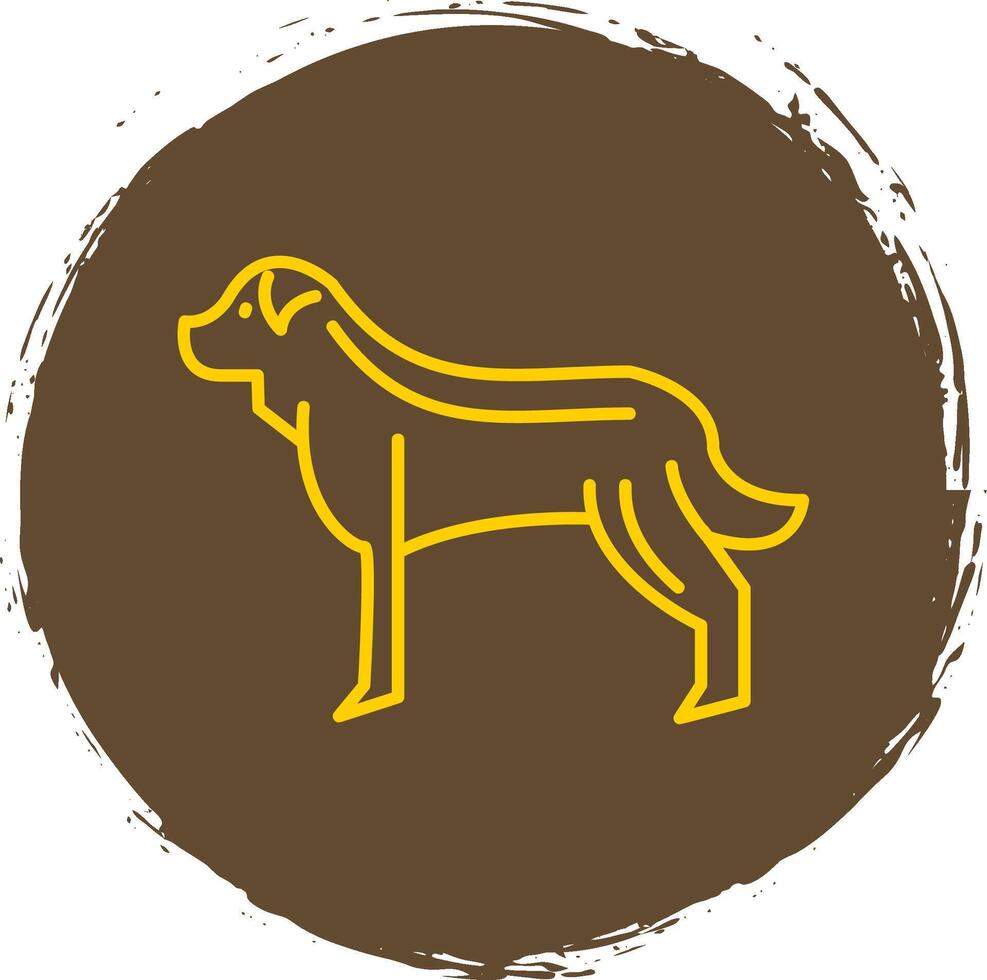 perro línea circulo amarillo icono vector