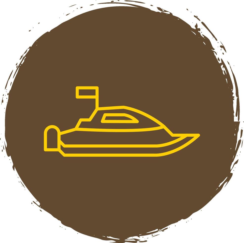 Speed Boat Line Circle Yellow Icon vector