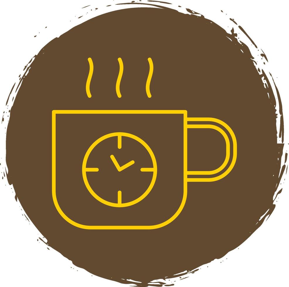 café hora línea circulo amarillo icono vector