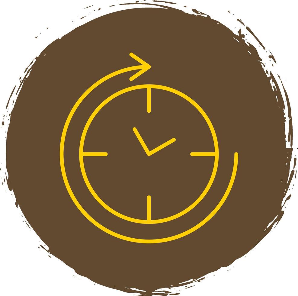 agujas del reloj línea circulo amarillo icono vector