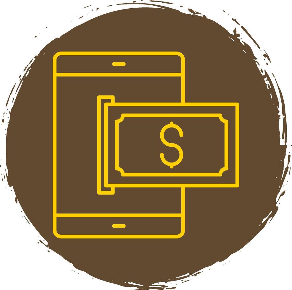 Mobile Pay Line Circle Yellow Icon vector