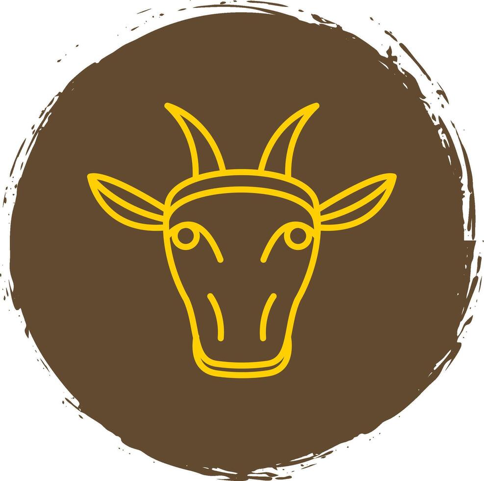 Goat Line Circle Yellow Icon vector