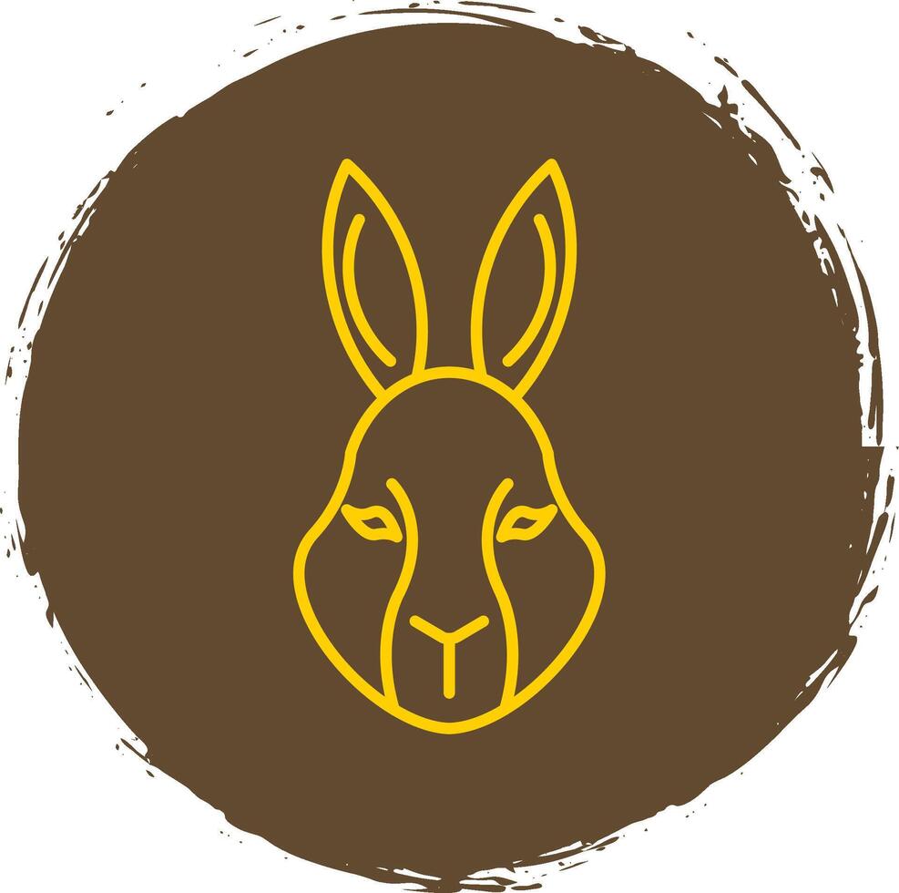 Rabbit Line Circle Yellow Icon vector