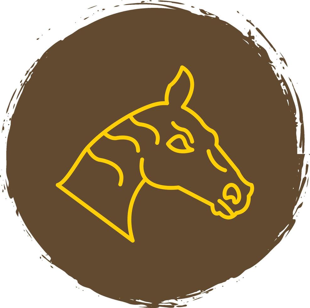 caballo línea circulo amarillo icono vector