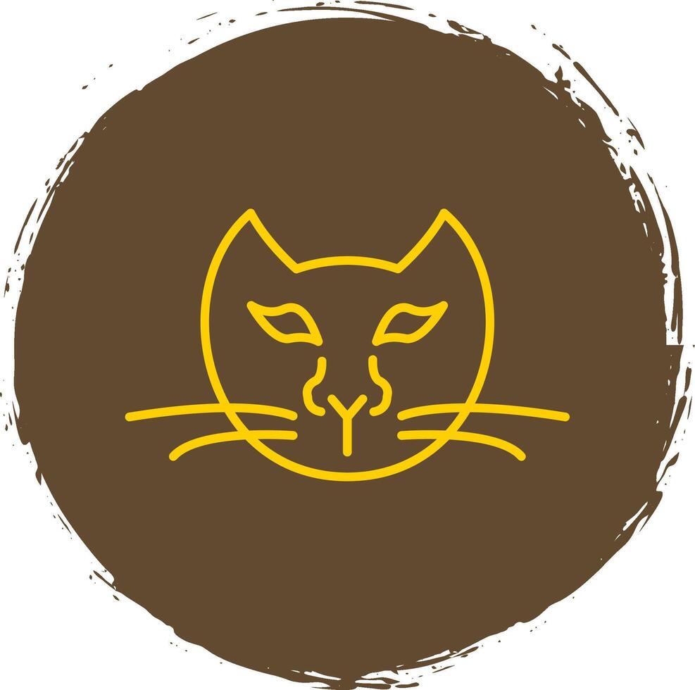 gato línea circulo amarillo icono vector