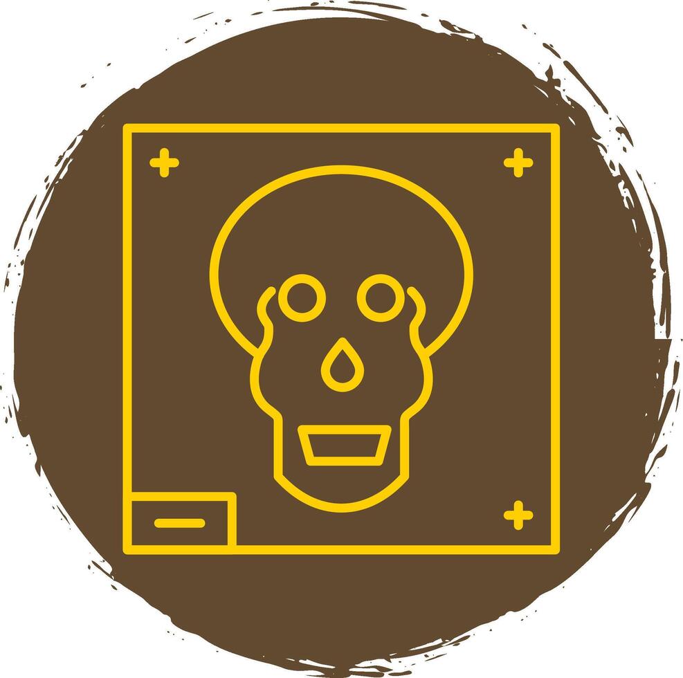 Skull X - ray Line Circle Yellow Icon vector