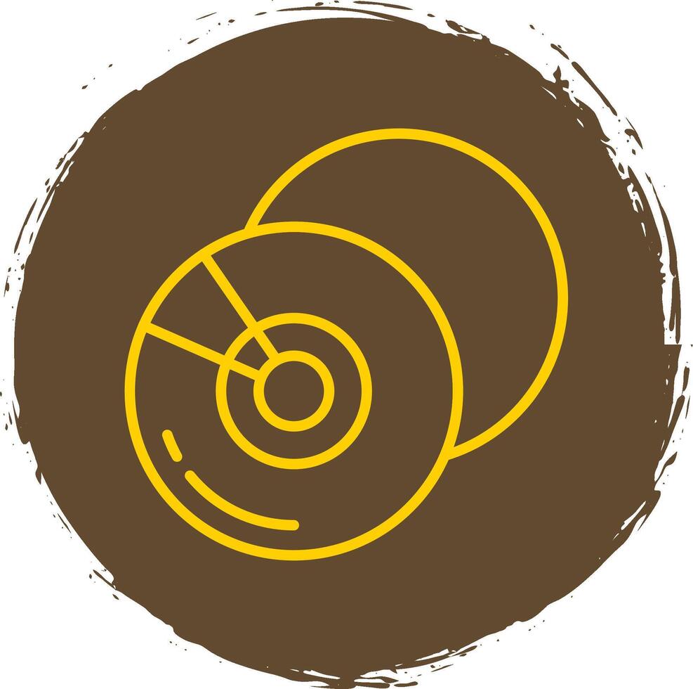 Compact Disk Line Circle Yellow Icon vector