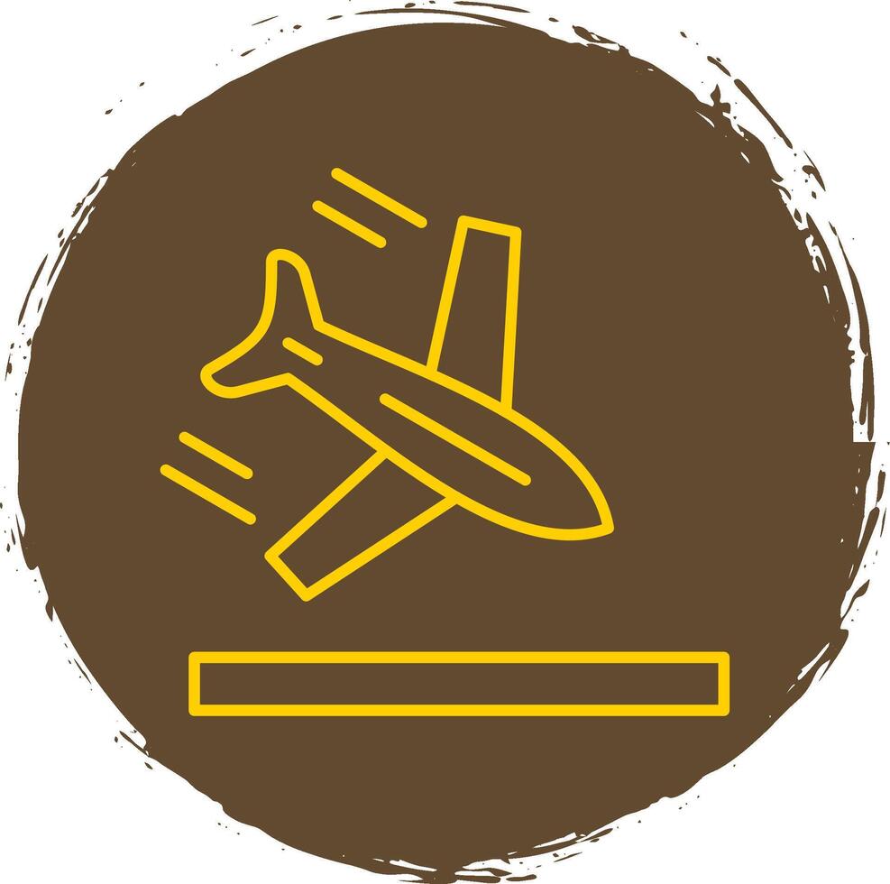 Plane Line Circle Yellow Icon vector