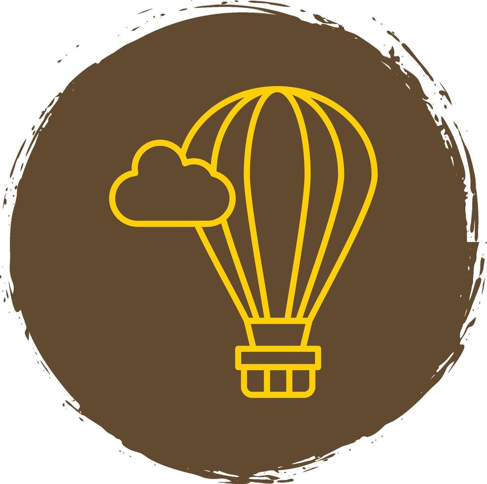 Hot Air Balloon Line Circle Yellow Icon vector