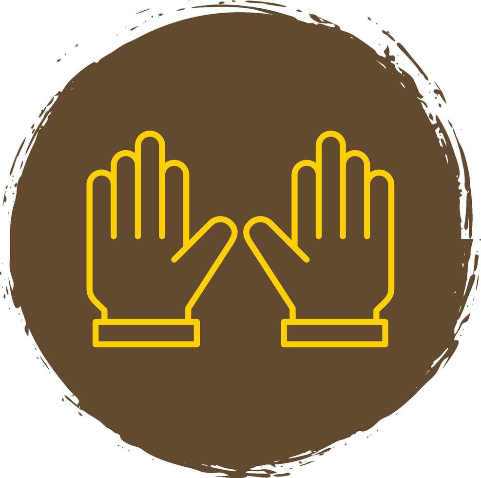 guantes línea circulo amarillo icono vector