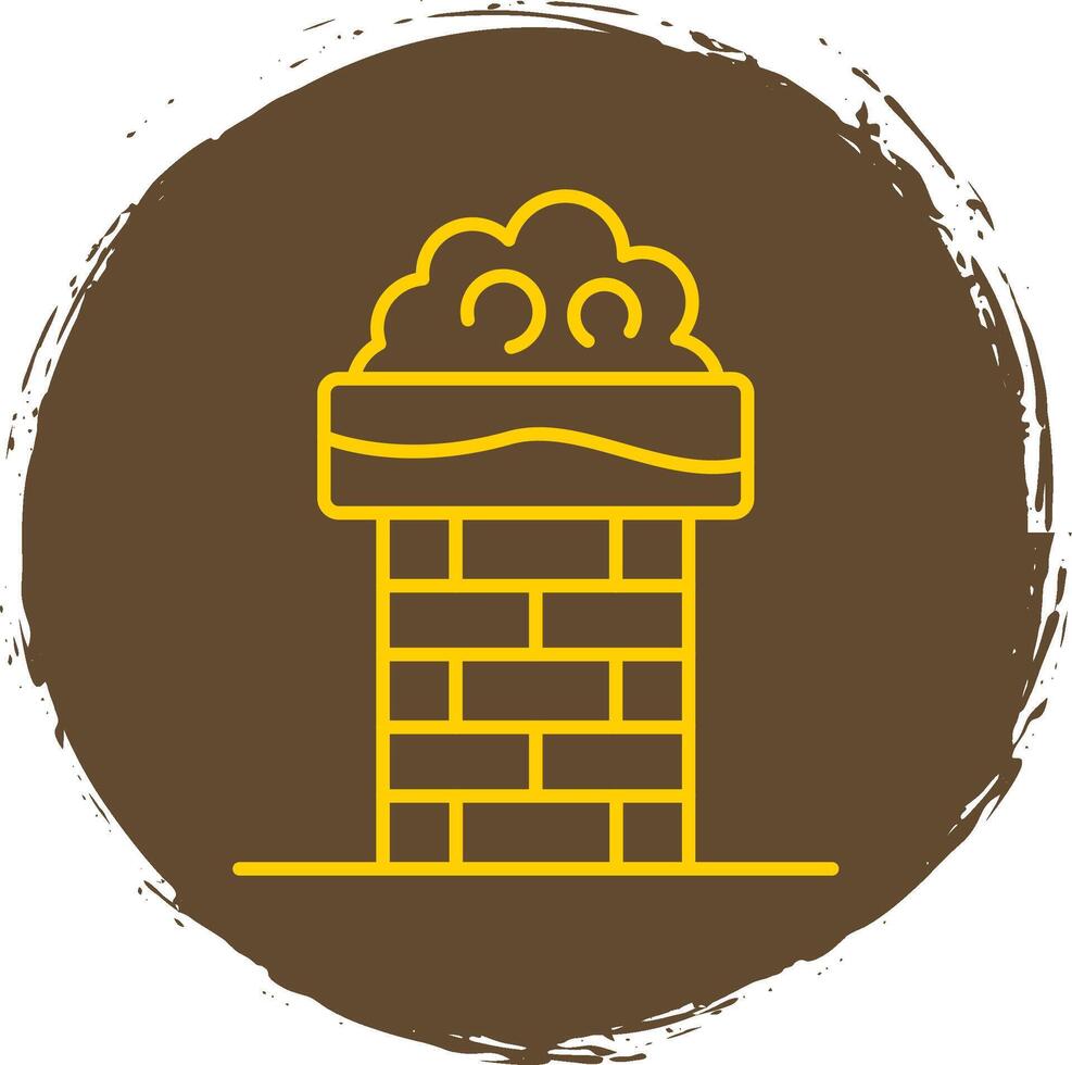 Chimney Top Line Circle Yellow Icon vector