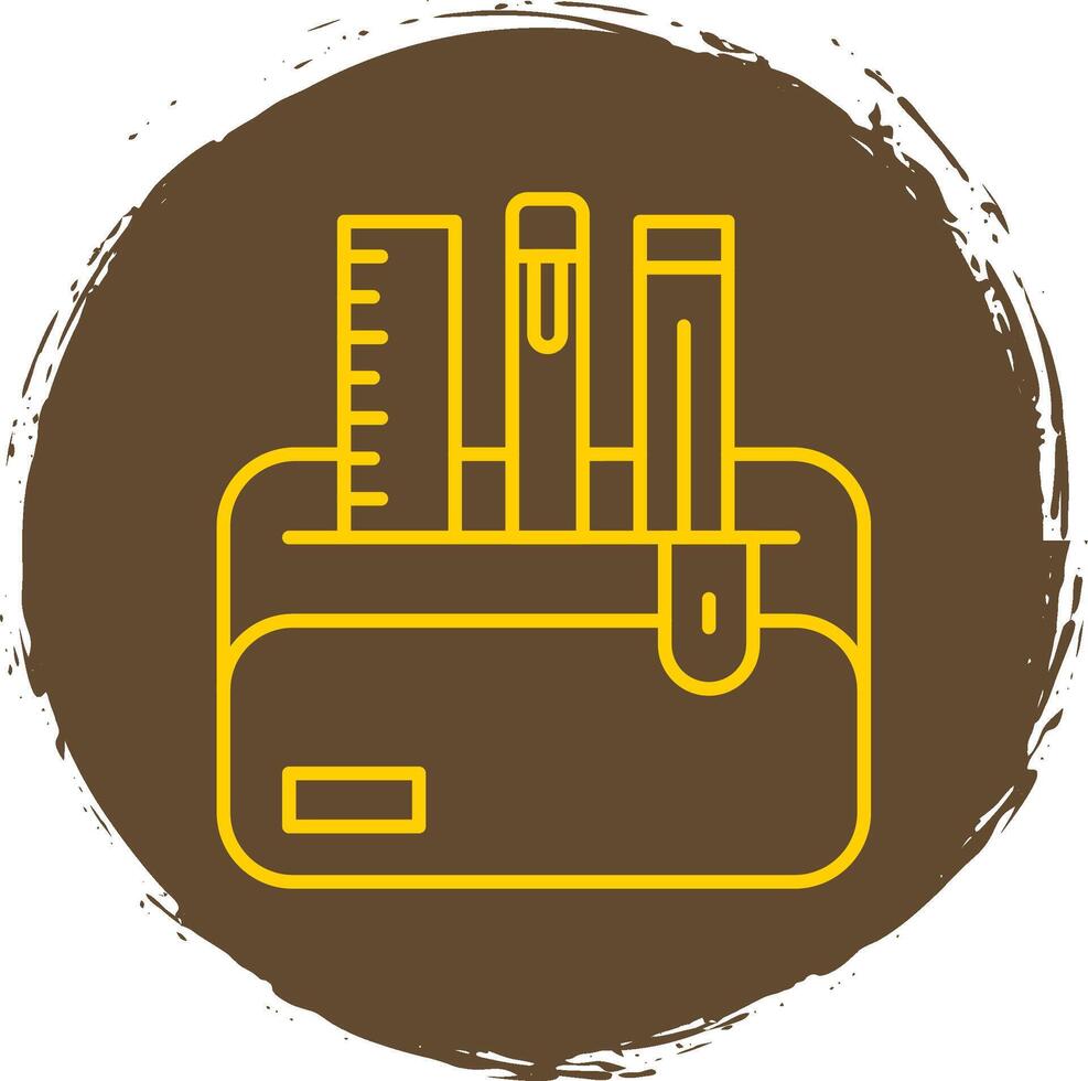 lápiz caso línea circulo amarillo icono vector