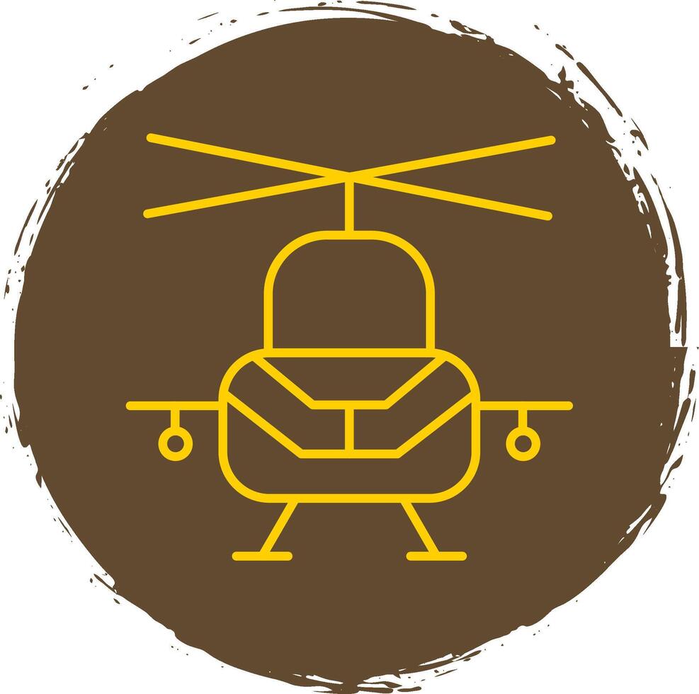 militar helicóptero línea circulo amarillo icono vector