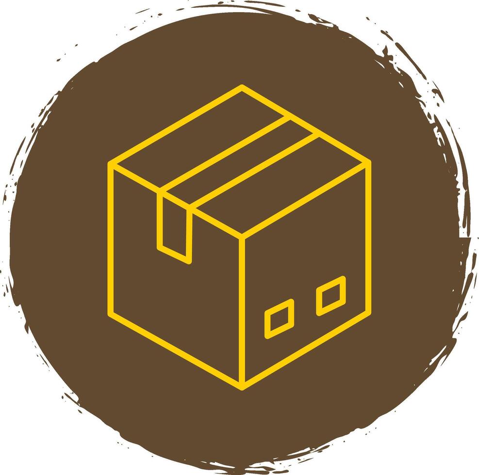 entrega caja línea circulo amarillo icono vector