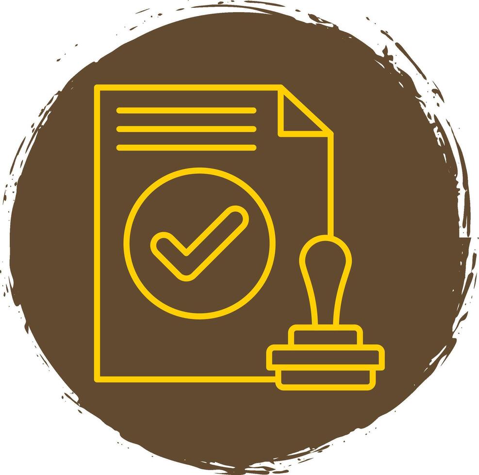 Approval Line Circle Yellow Icon vector