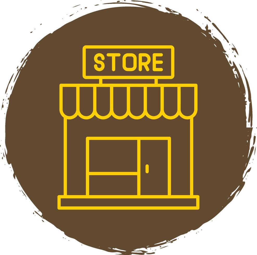 Store Line Circle Yellow Icon vector