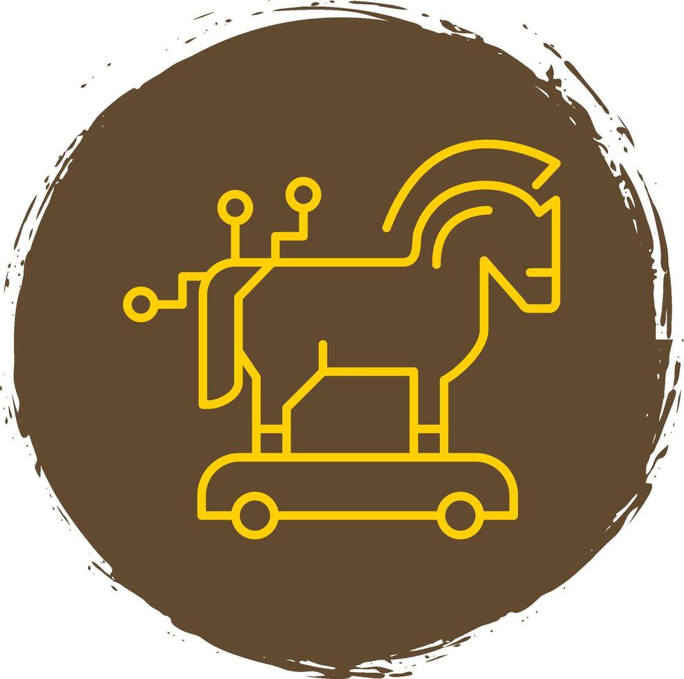 Trojan Horse Line Circle Yellow Icon vector