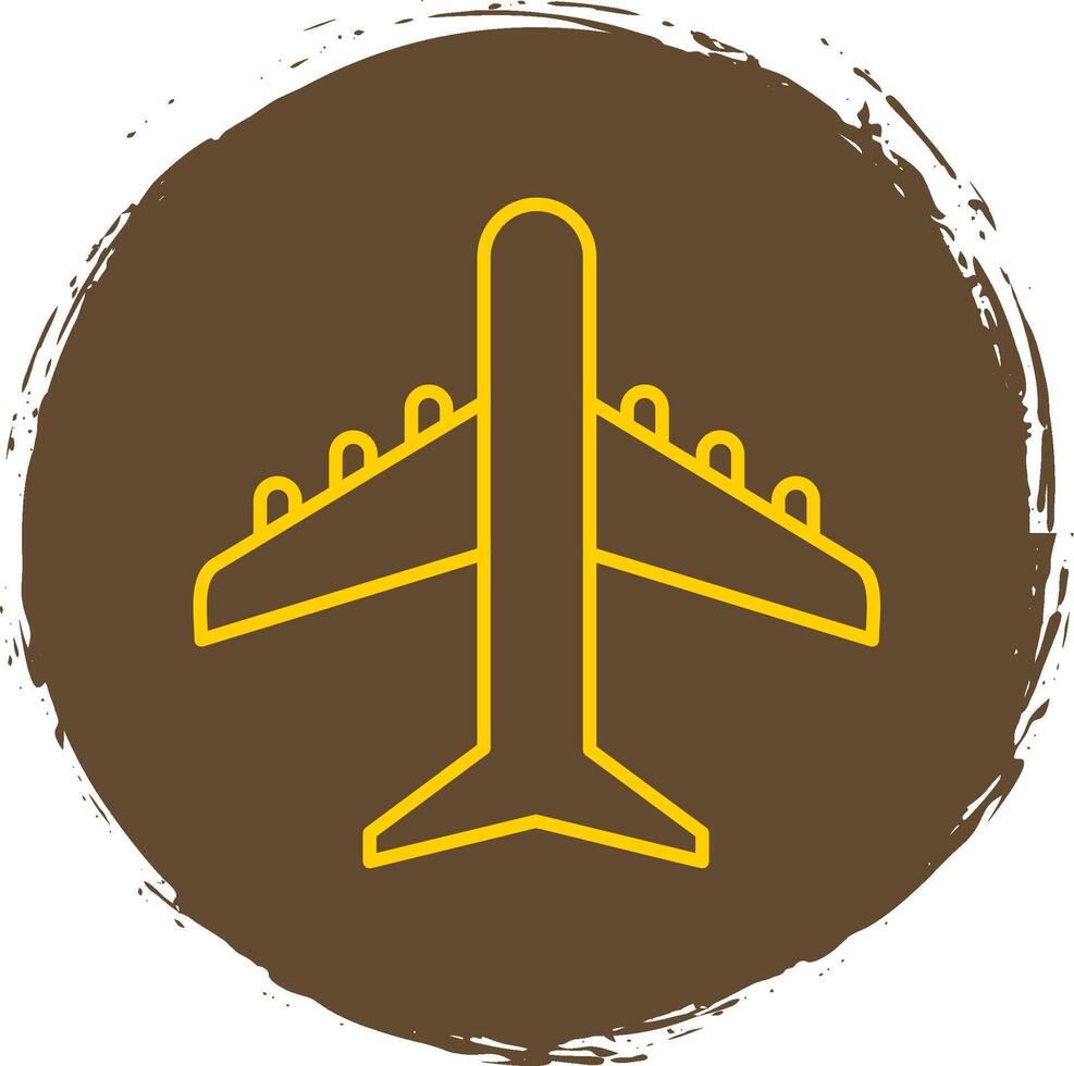 avión línea circulo amarillo icono vector