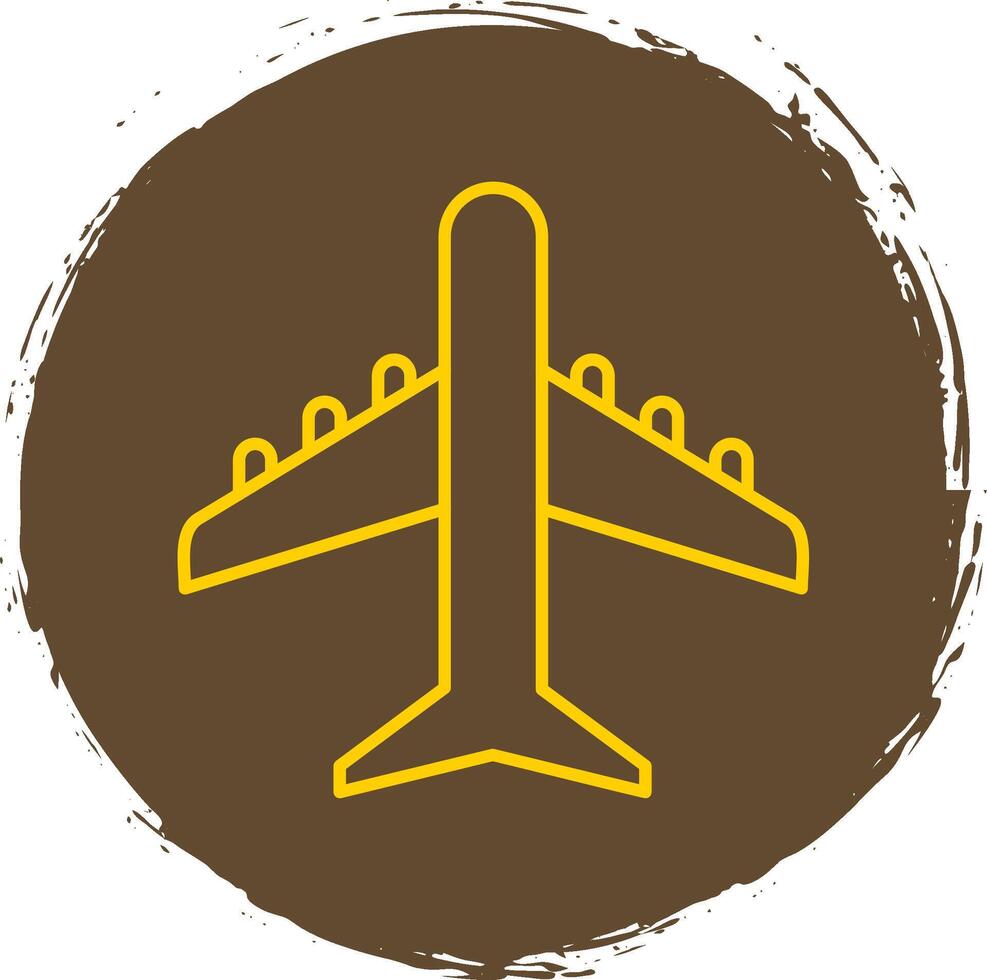 Plane Line Circle Yellow Icon vector