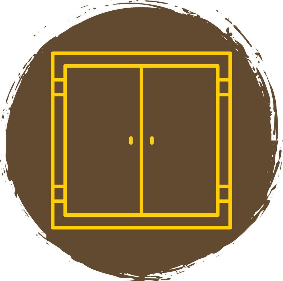 Door Line Circle Yellow Icon vector