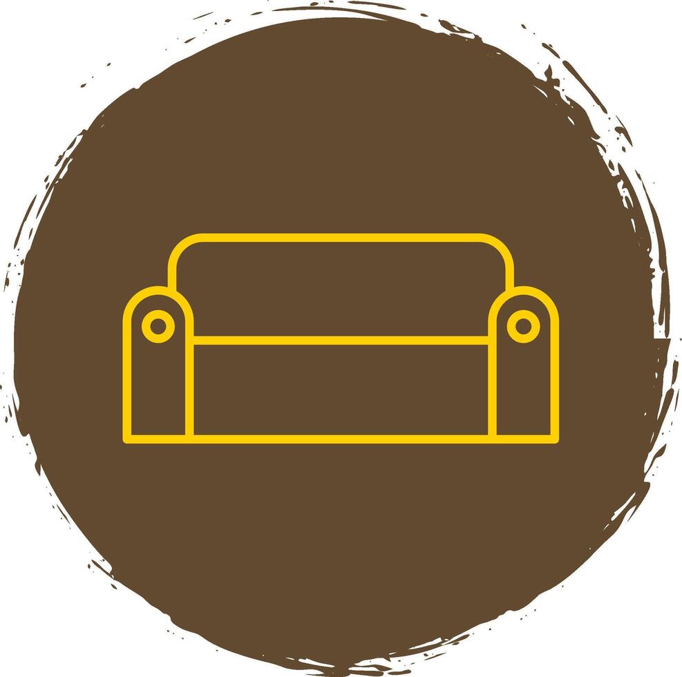 sofá línea circulo amarillo icono vector