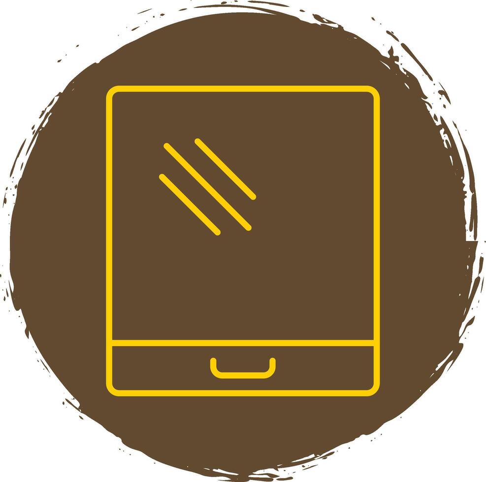 Tablet Line Circle Yellow Icon vector