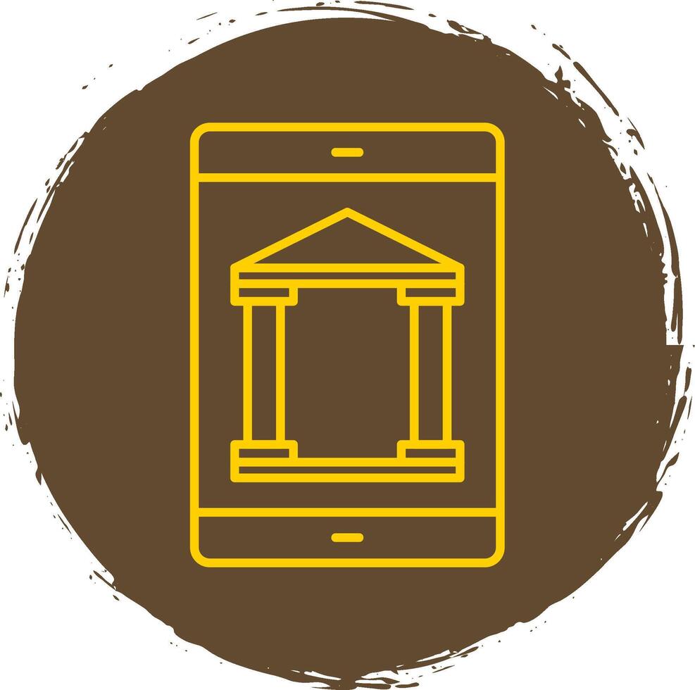 Mobile Banking Line Circle Yellow Icon vector