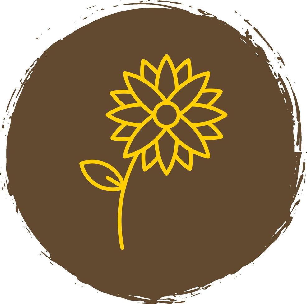 Flower Line Circle Yellow Icon vector