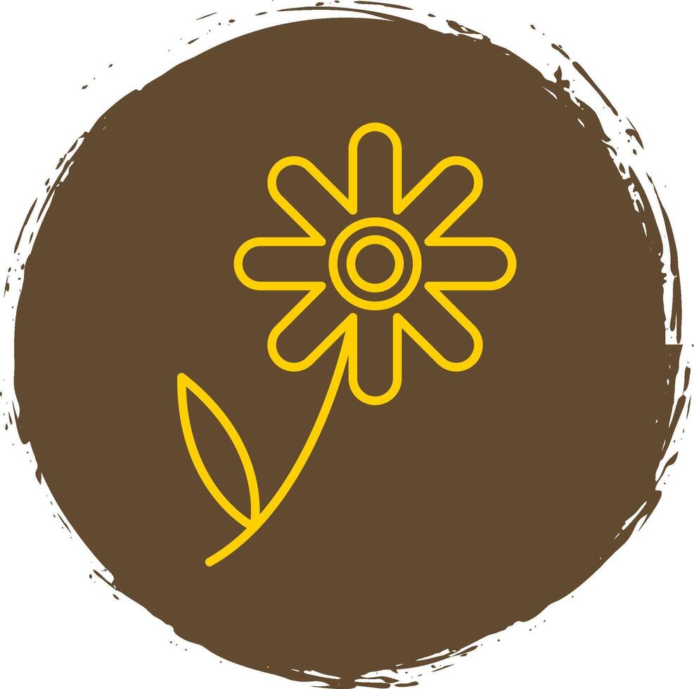 Chamomile Line Circle Yellow Icon vector