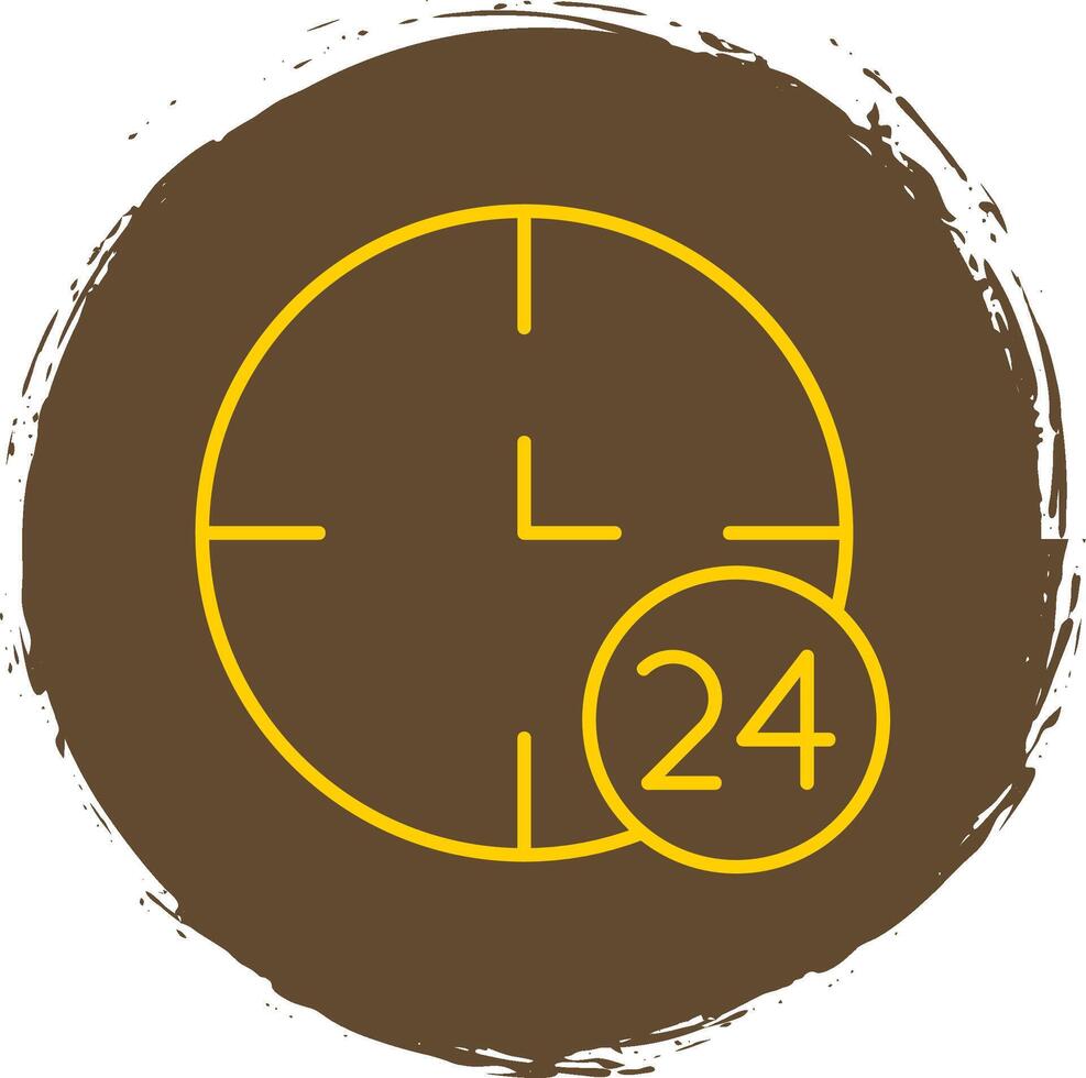 24 Hours Line Circle Yellow Icon vector