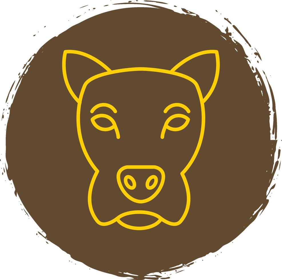 Dog Line Circle Yellow Icon vector