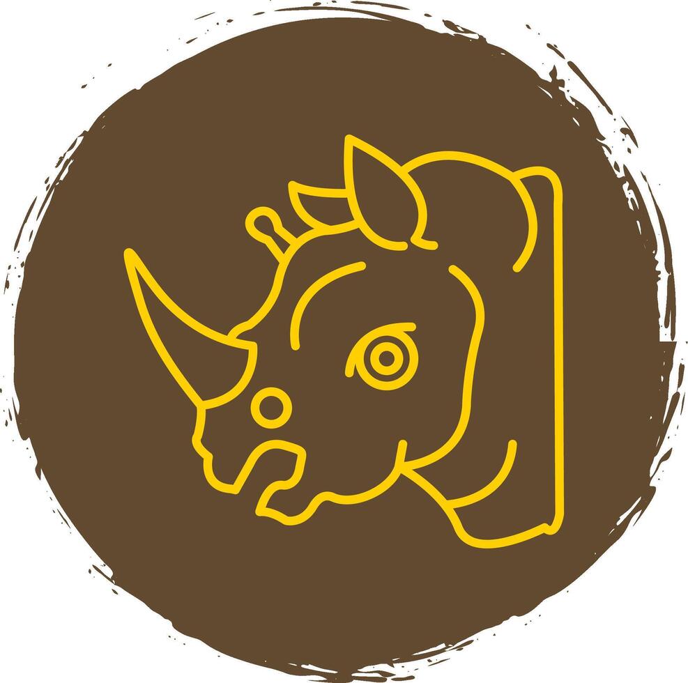 Rhinoceros Line Circle Yellow Icon vector