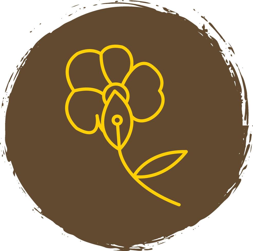 Orchid Line Circle Yellow Icon vector