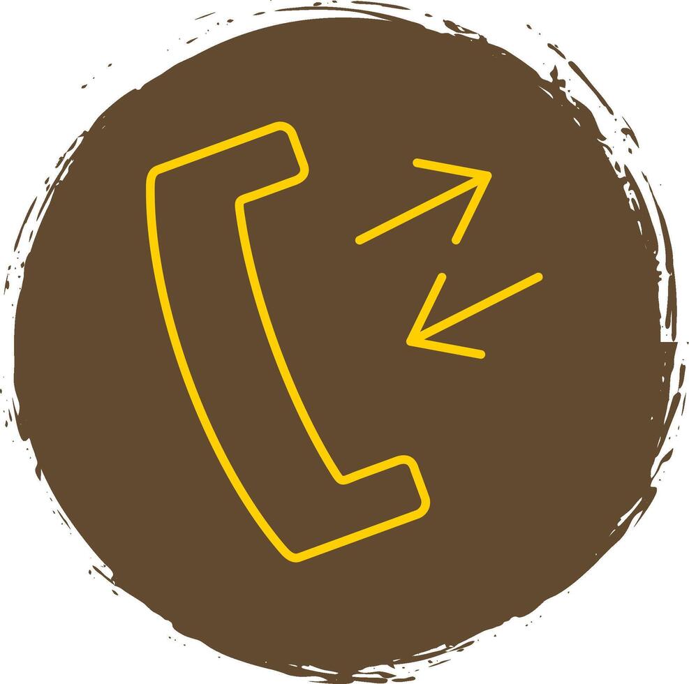 Phone Receiver Line Circle Yellow Icon vector