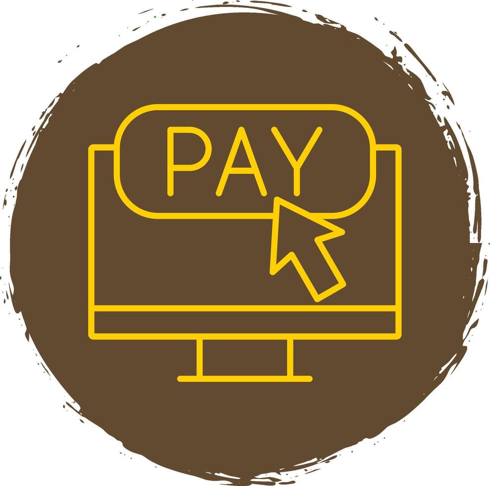 Online Payment Line Circle Yellow Icon vector