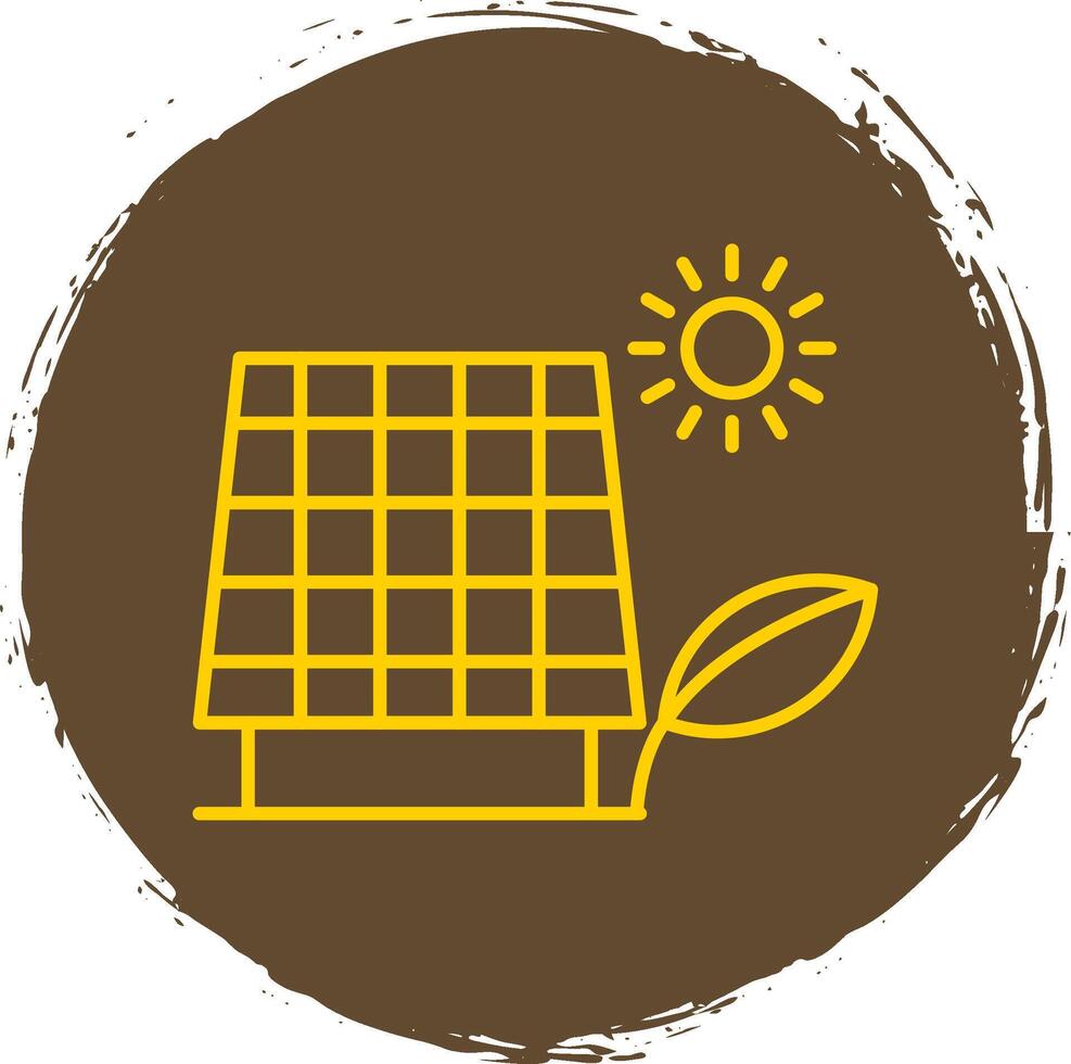 Solar Panel Line Circle Yellow Icon vector