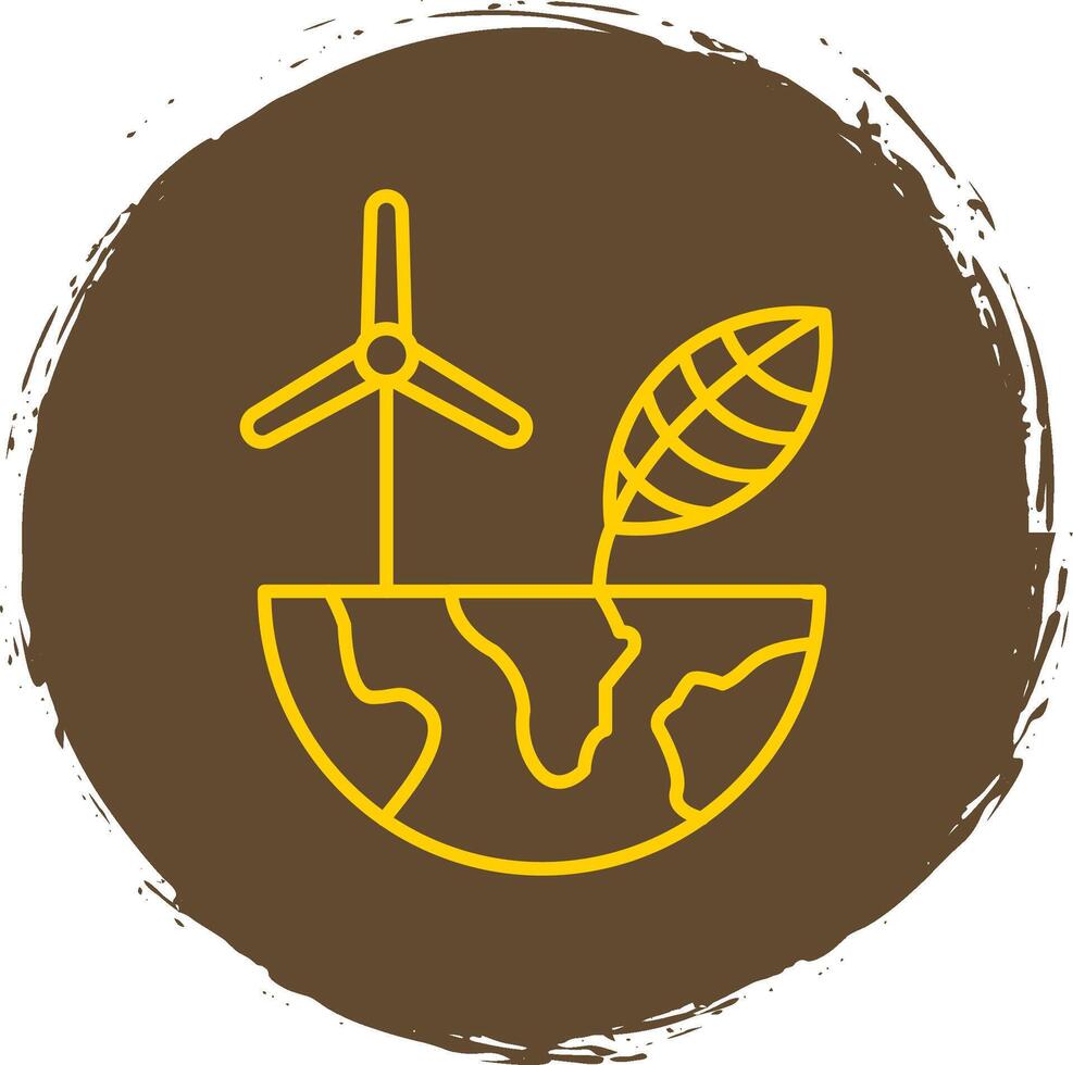 Ecology Line Circle Yellow Icon vector