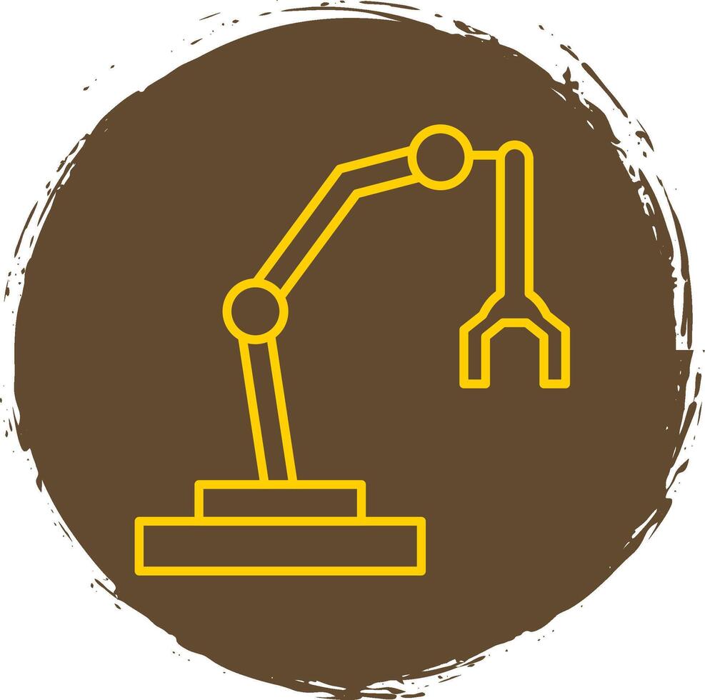 Robotic Arm Line Circle Yellow Icon vector