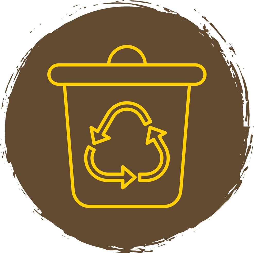 Recycle Bin Line Circle Yellow Icon vector