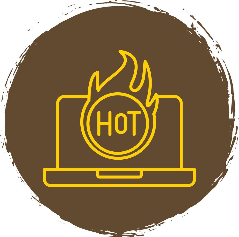 Hot Line Circle Yellow Icon vector