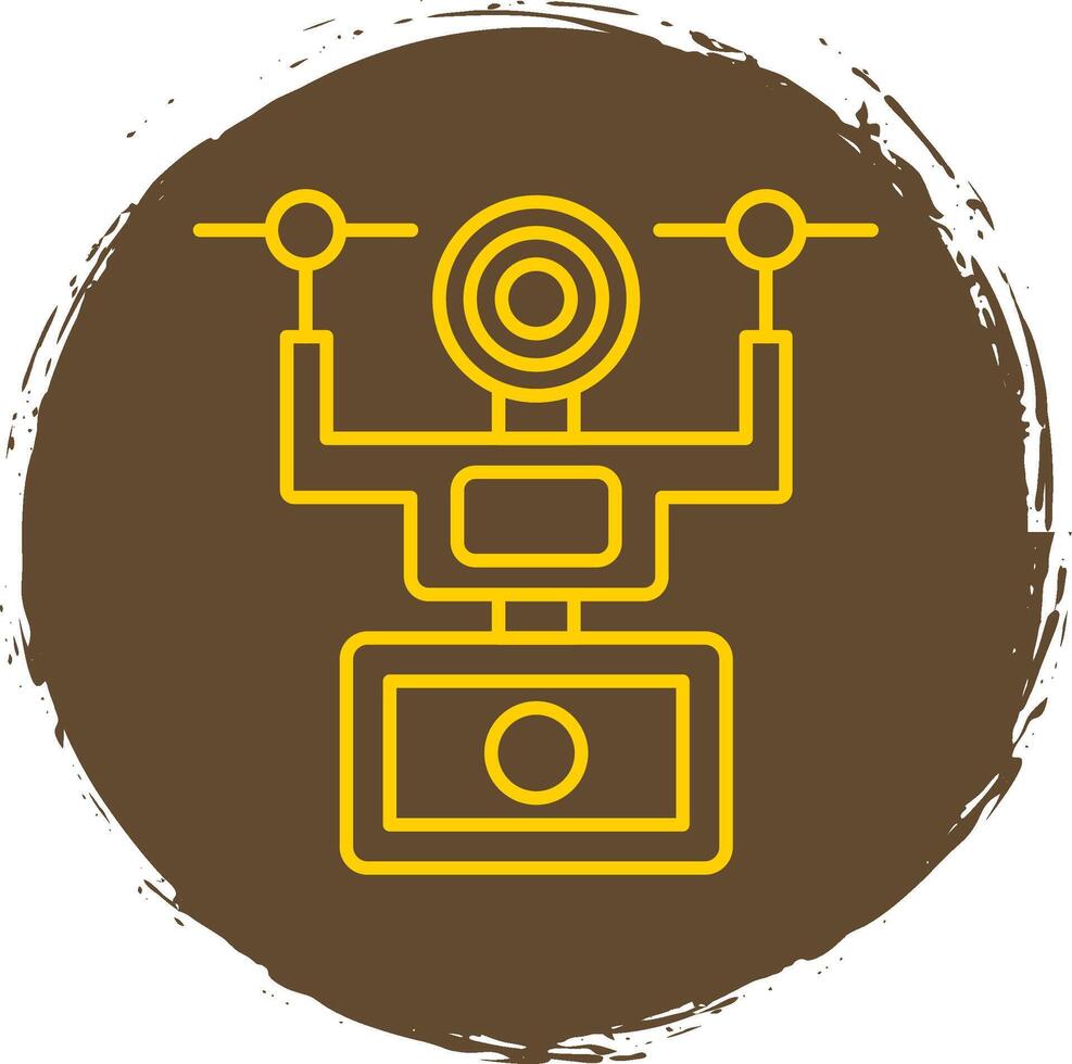 Camera Drone Line Circle Yellow Icon vector