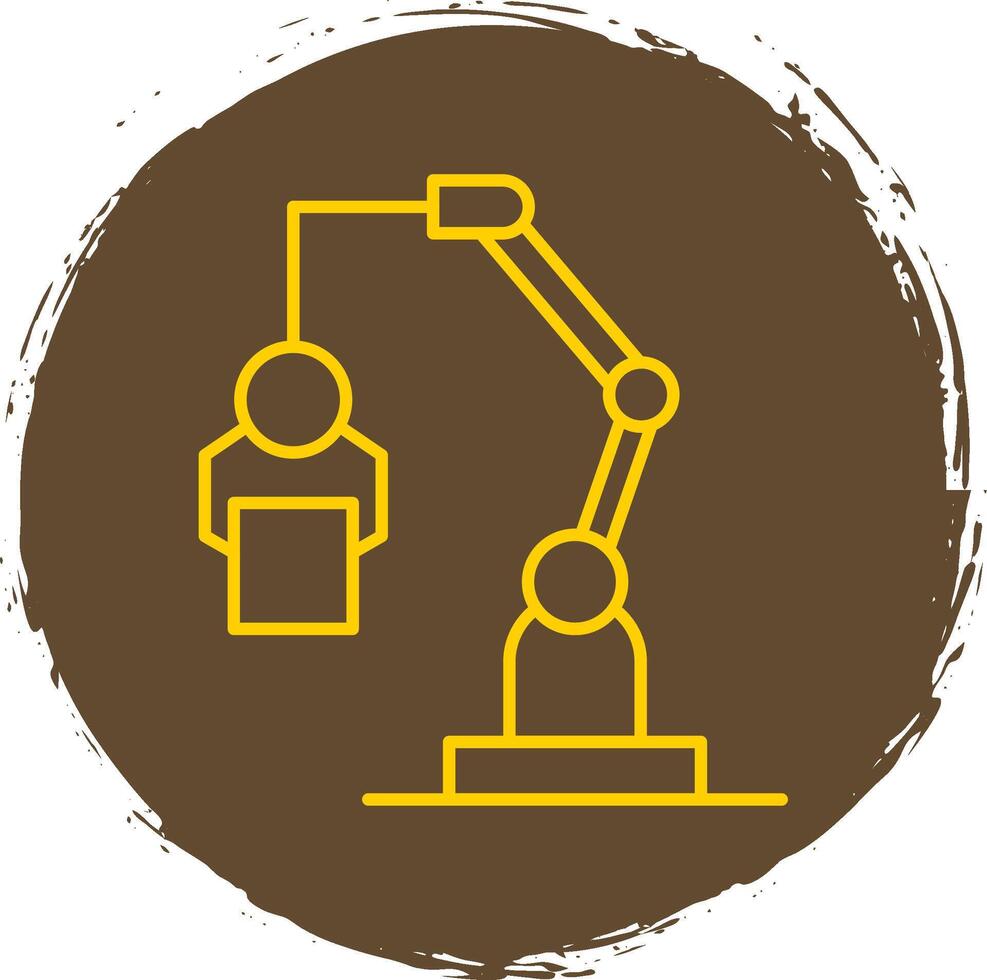 Robotic Machine Line Circle Yellow Icon vector