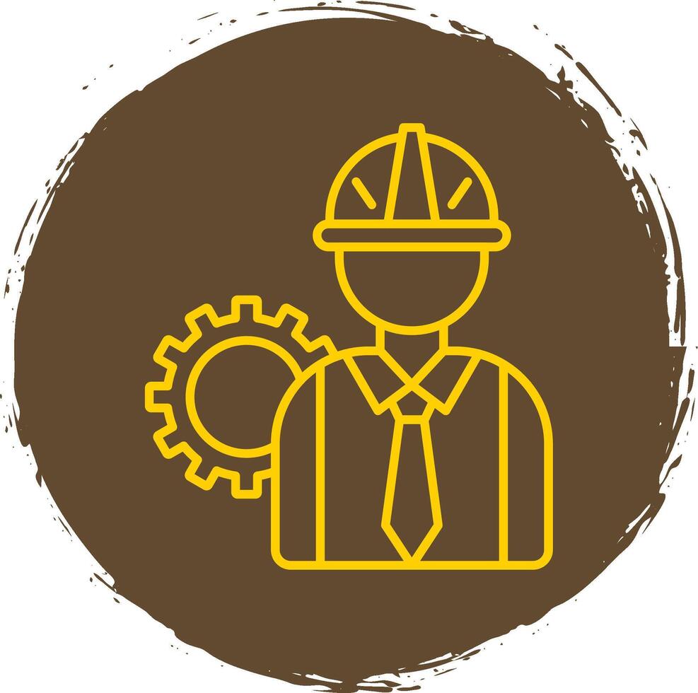 Engineer Line Circle Yellow Icon vector