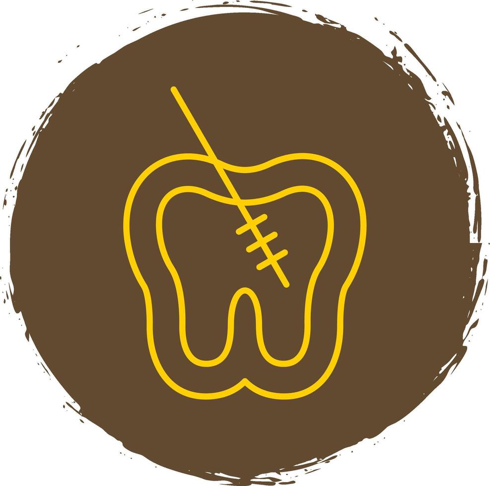 Root Canal Line Circle Yellow Icon vector