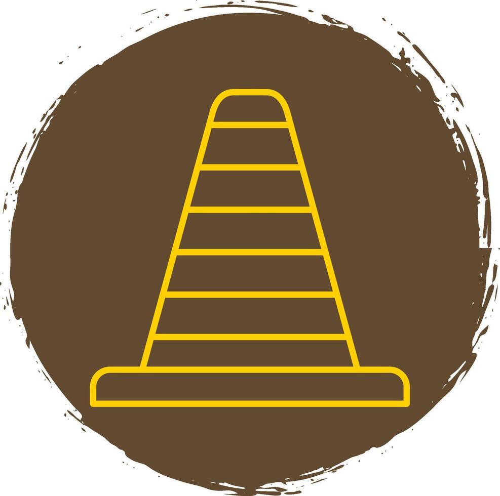 Traffic Cone Line Circle Yellow Icon vector