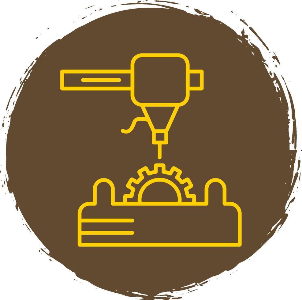 3d Printer Line Circle Yellow Icon vector
