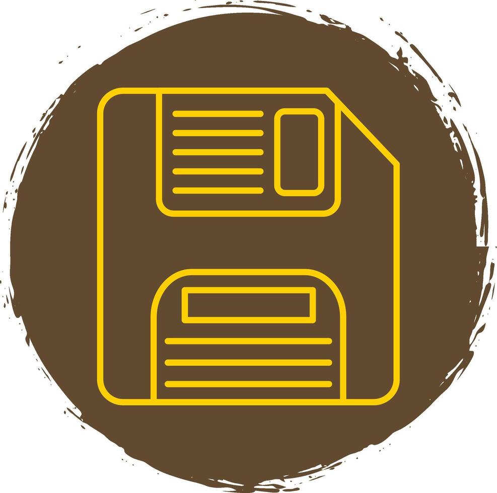 Floppy Disk Line Circle Yellow Icon vector
