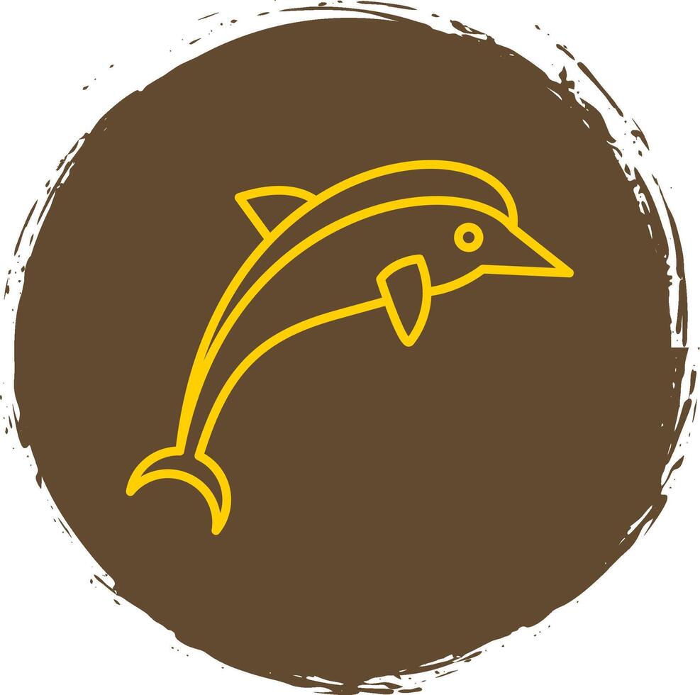 delfín línea circulo amarillo icono vector
