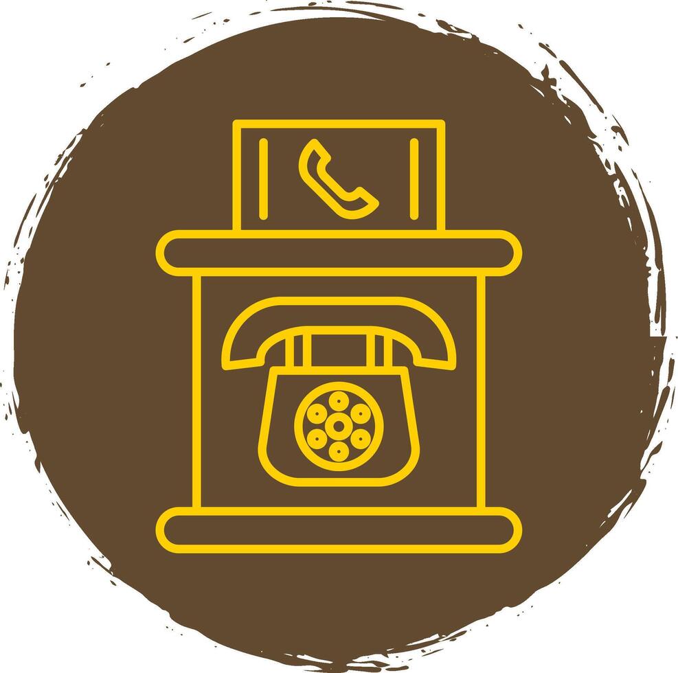 teléfono cabina línea circulo amarillo icono vector