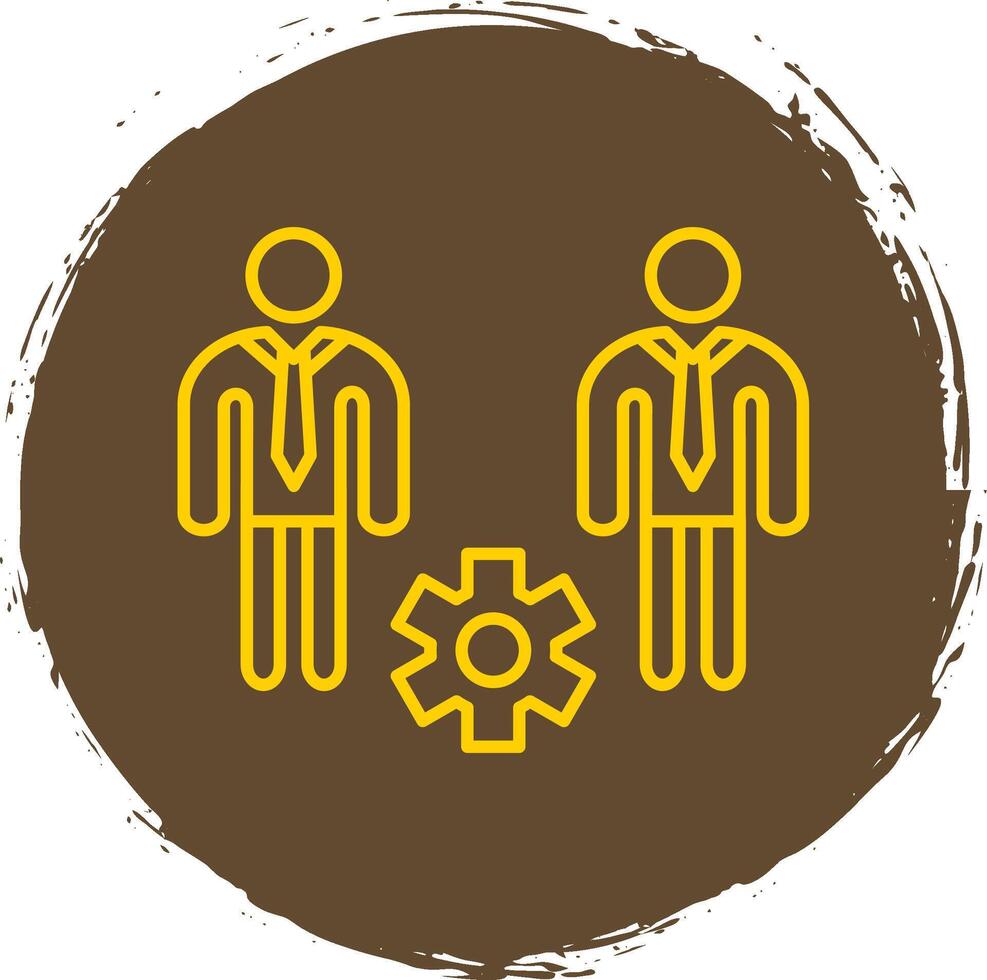 Business People Line Circle Yellow Icon vector